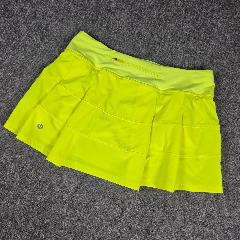 Lululemon Pace Rival Skirt Women 8 Highlight Yellow Tennis Running Skort